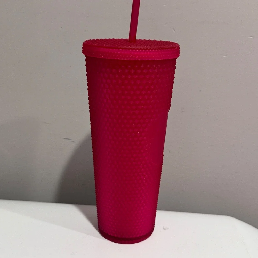 Starbucks Tumbler Cold Cup 24oz Venti Pink Excellent Studded Matte Honeycomb